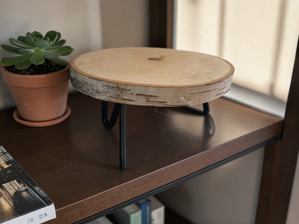 Natural Birch Wood Slice Pedestal