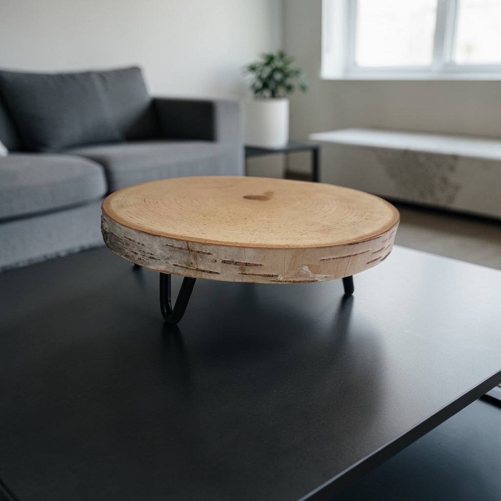 Natural Birch Wood Slice Pedestal
